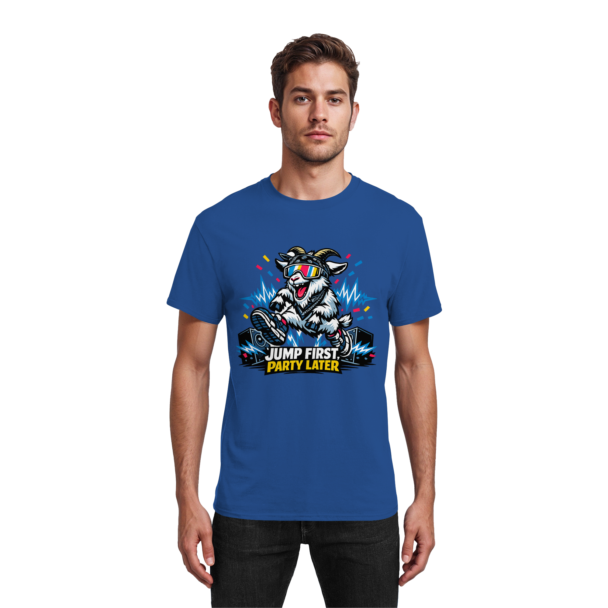 Jump First Party Later Ziege – Festival Goat - Heavy Cotton T-Shirt