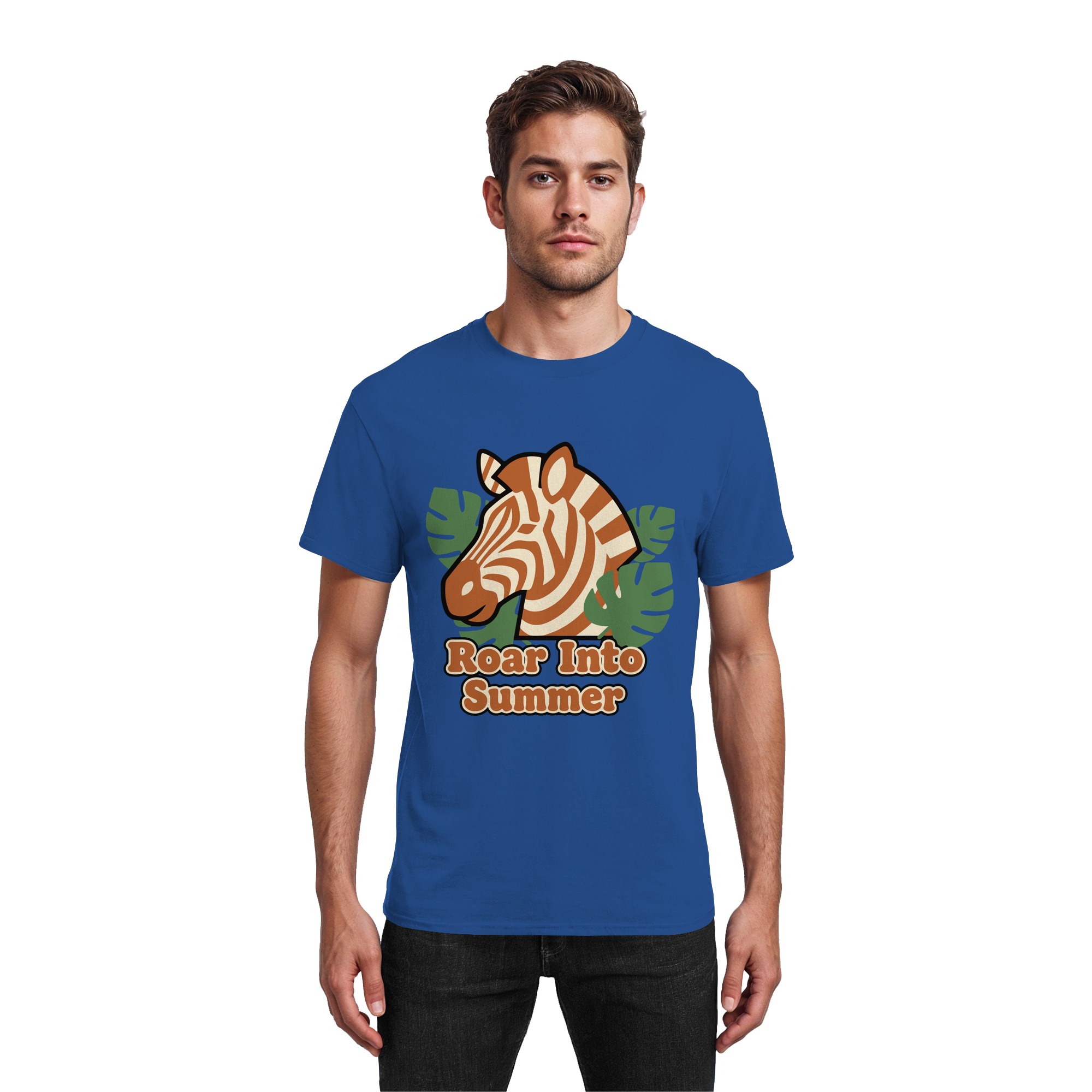Roar Into Summer Zebra – Tropisches Streifentier - Heavy Cotton T-Shirt