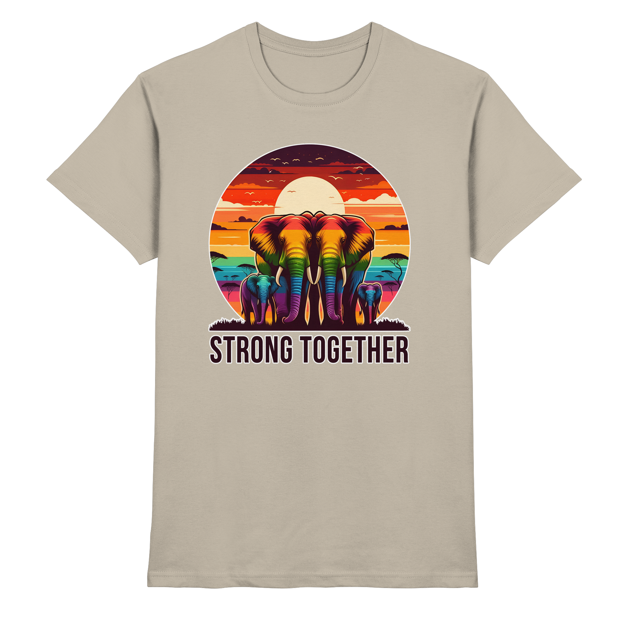 Strong Together – Kraftvolle Regenbogen-Elefanten - Heavy Cotton T-Shirt