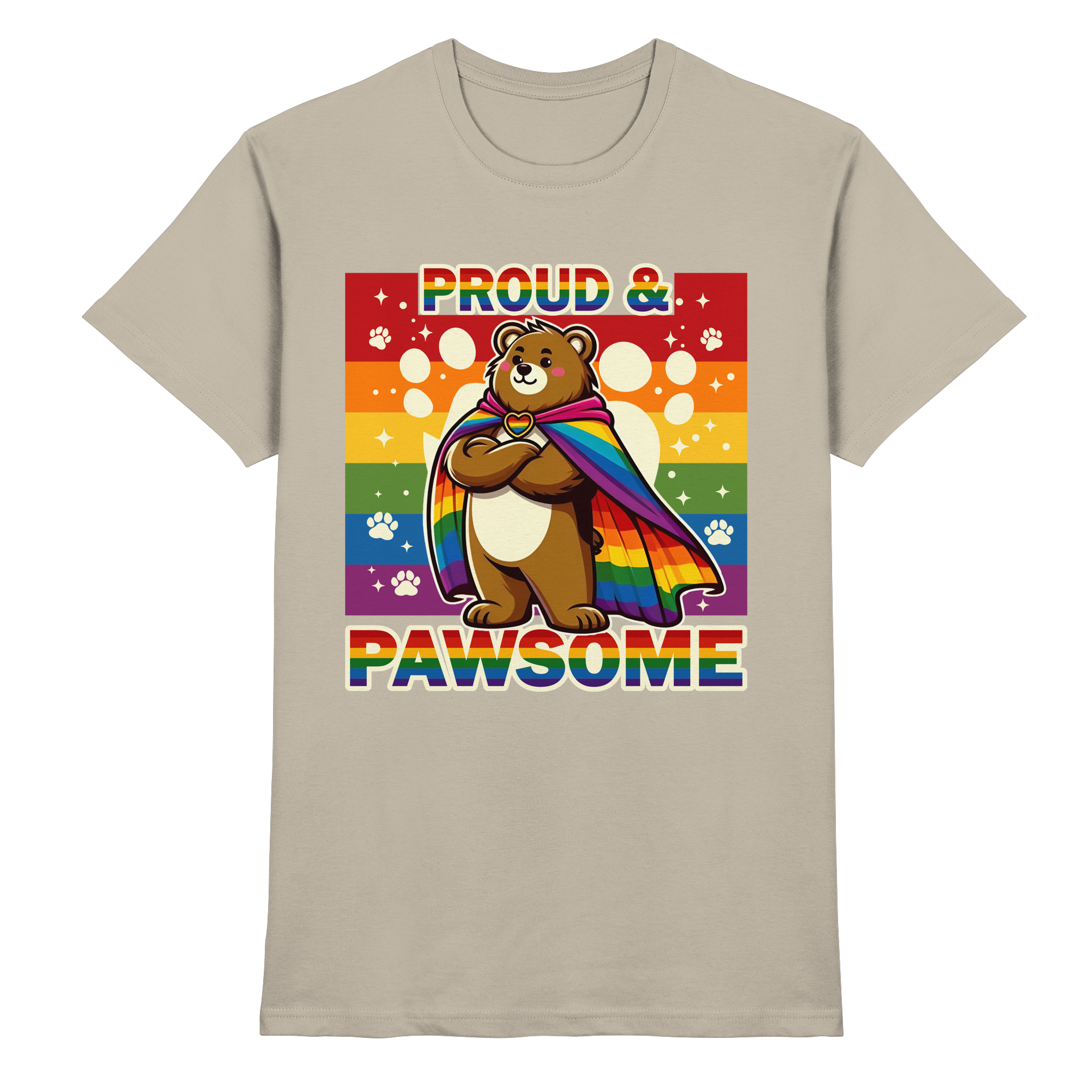 Proud & Pawsome – Starker Regenbogen-Bär - Heavy Cotton T-Shirt