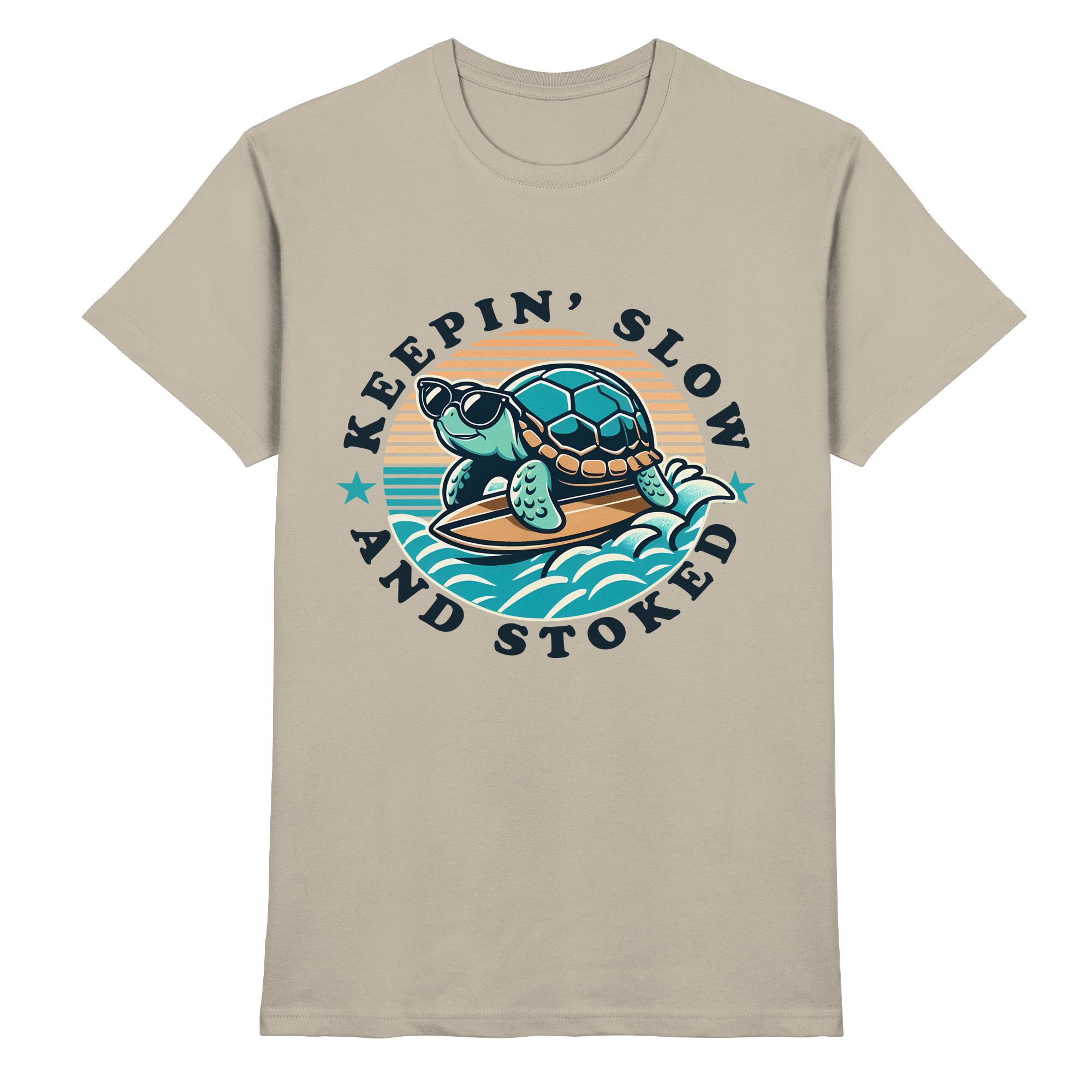 Keepin' Slow and Stoked – Cooles Surfer-Schildkröten-Design für entspannte Vibes - Heavy Cotton T-Shirt