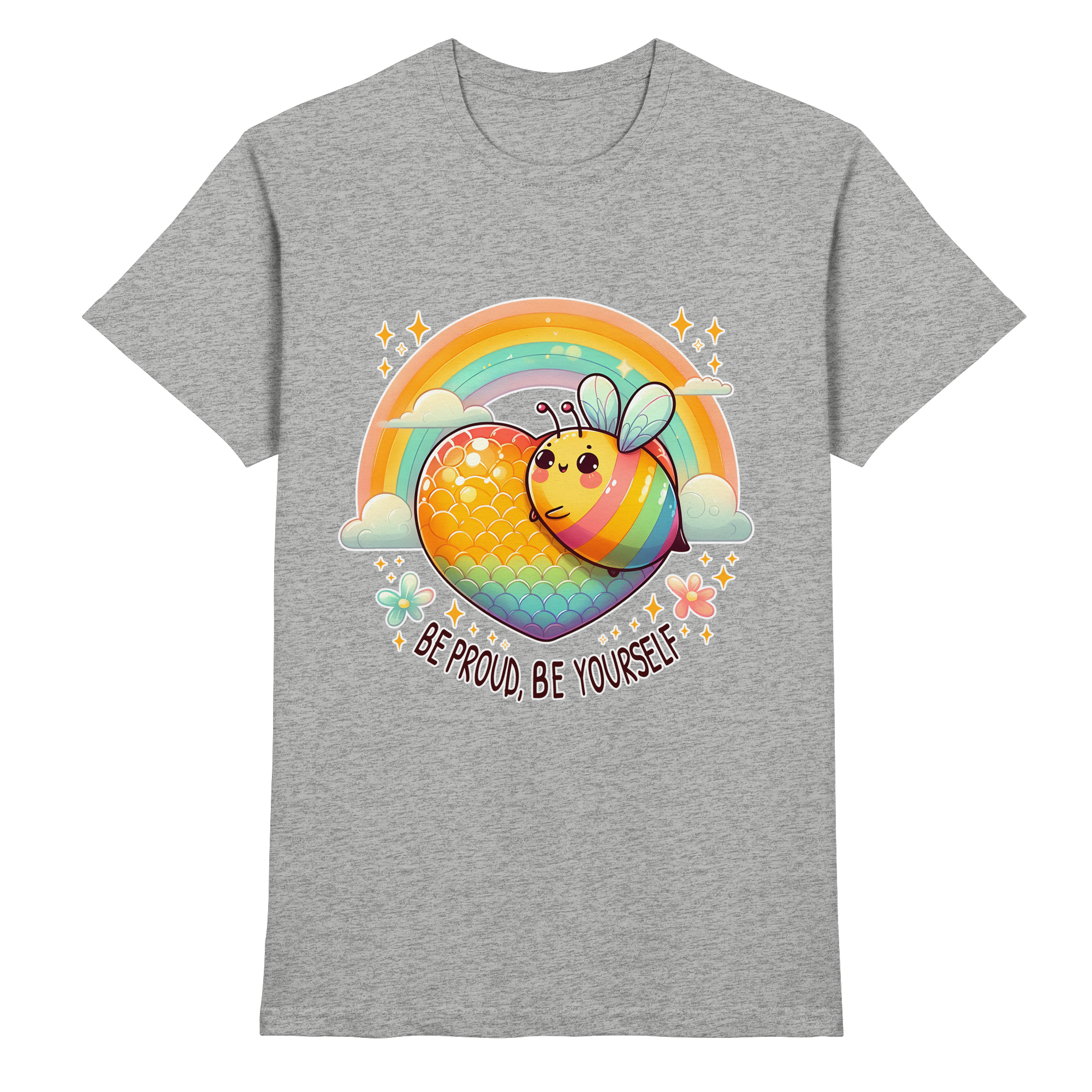 Fröhliche Regenbogen-Biene – Sei stolz, sei du selbst - Heavy Cotton T-Shirt