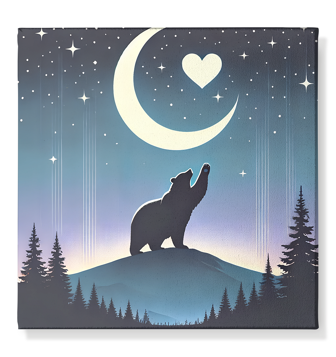 Mondlicht Liebe - Bär unter Sternenhimmel im mystischen Nadelwald - LeFaunaFeels OnlineshopMondlicht Liebe