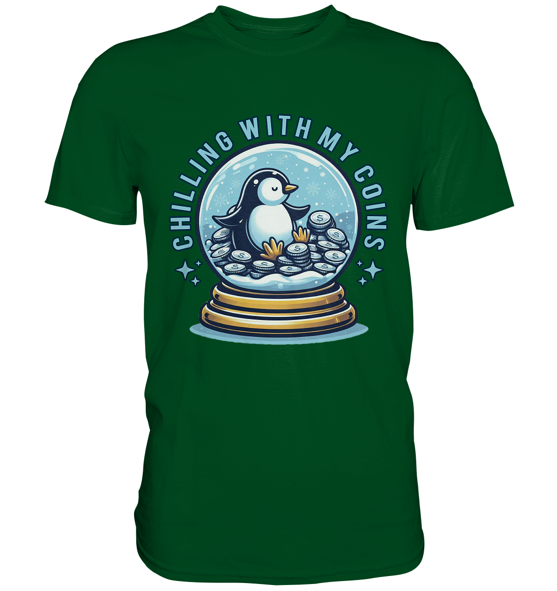 Chilling with My Coins – Entspannter Pinguin - Premium ShirtFaunaFeels OnlineshopCoins – Entspannter Pinguin - Premium Shirt