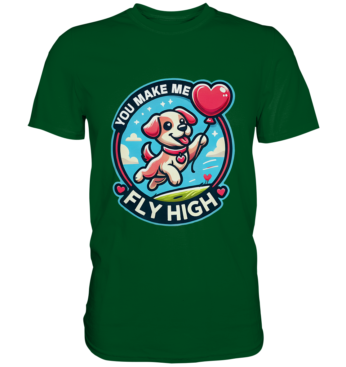 You Make Me Fly High - Verspielte Welpe mit Herzballon - Premium ShirtFaunaFeels OnlineshopFly High - Verspielte Welpe mit Herzballon - Premium Shirt
