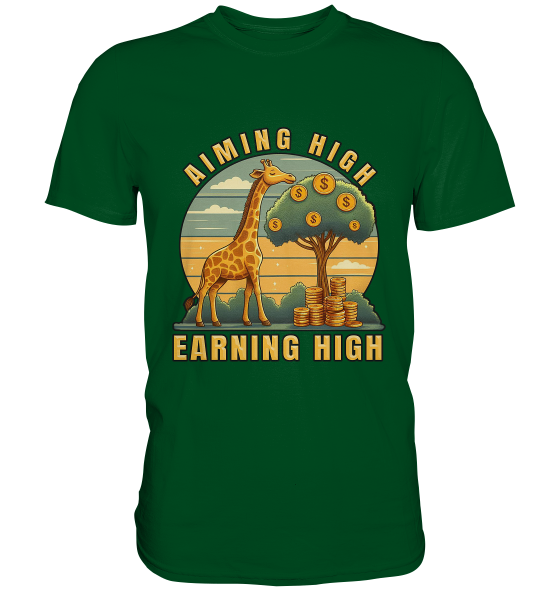Aiming High Earning High – Giraffe und Geldbaum - Premium ShirtFaunaFeels OnlineshopAiming High Earning High – Giraffe und Geldbaum - Premium Shirt