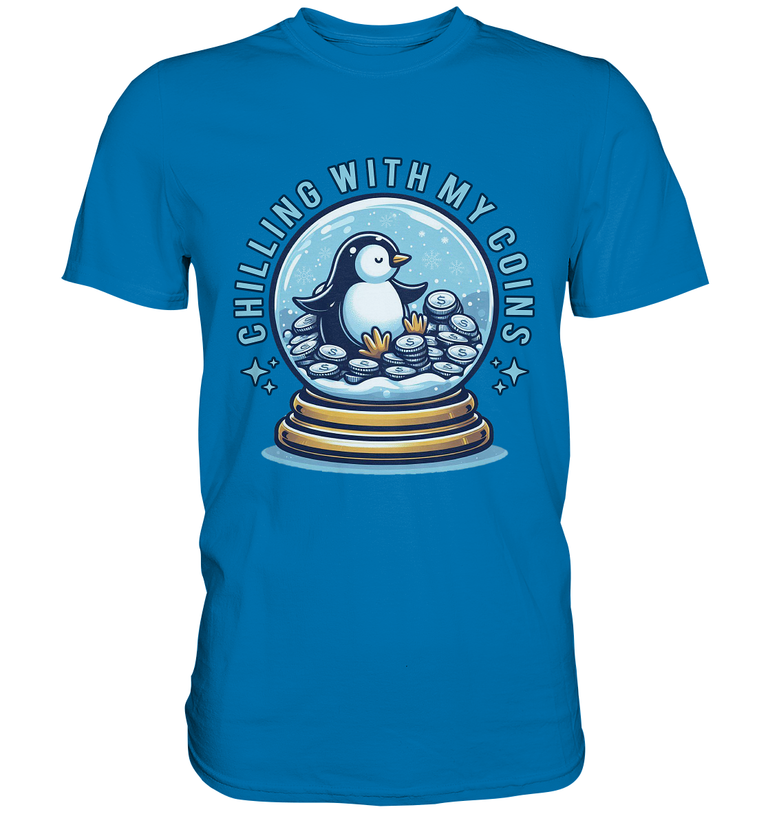 Chilling with My Coins – Entspannter Pinguin - Premium ShirtFaunaFeels OnlineshopCoins – Entspannter Pinguin - Premium Shirt