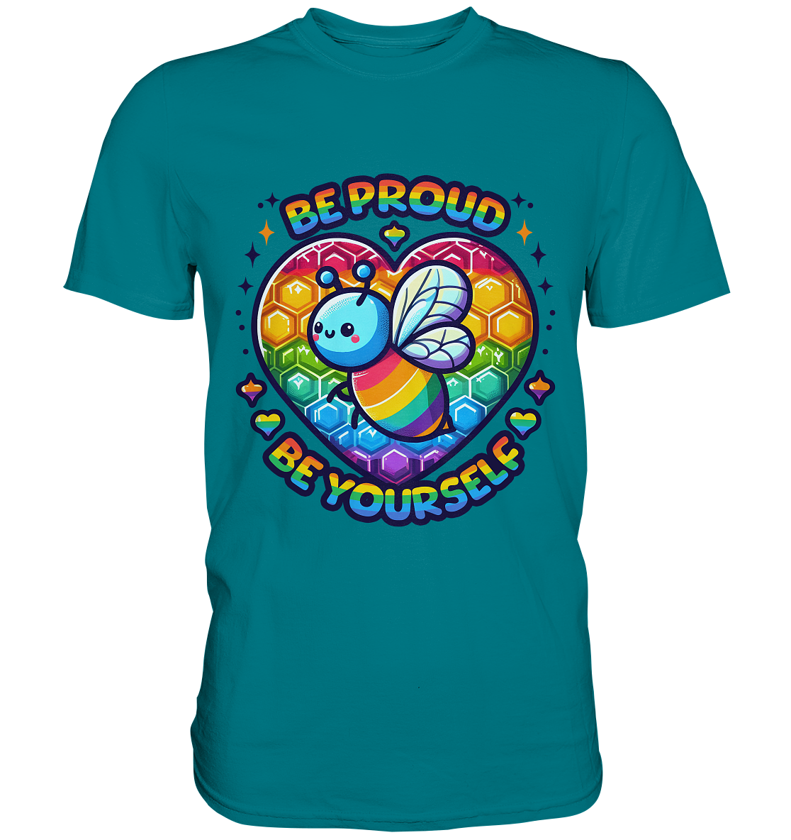 Be Proud, Be Yourself – Süße Regenbogen-Biene - Premium Shirt