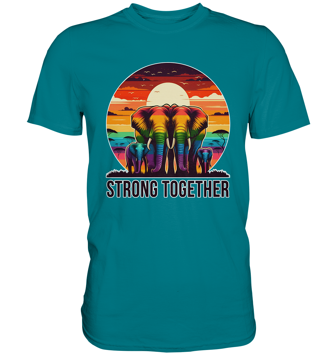 Strong Together – Kraftvolle Regenbogen-Elefanten - Premium Shirt