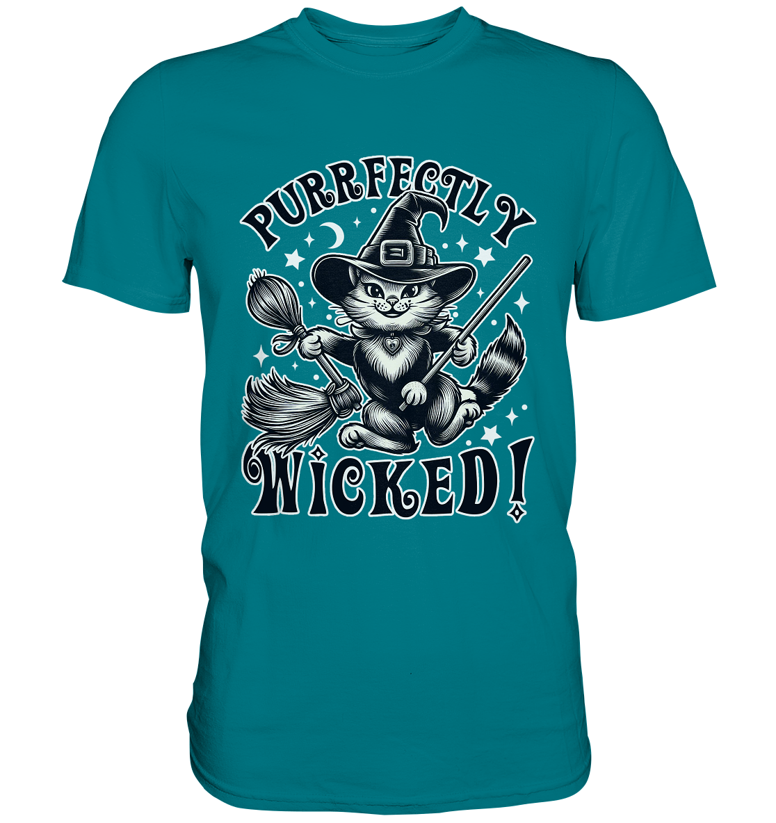 Purrfectly Wicked – Magischer Katzenzauber mit Schalk - Premium ShirtFaunaFeels Onlineshoppurrfectly wicked – magischer katzenzauber mit schalk - premium shirt