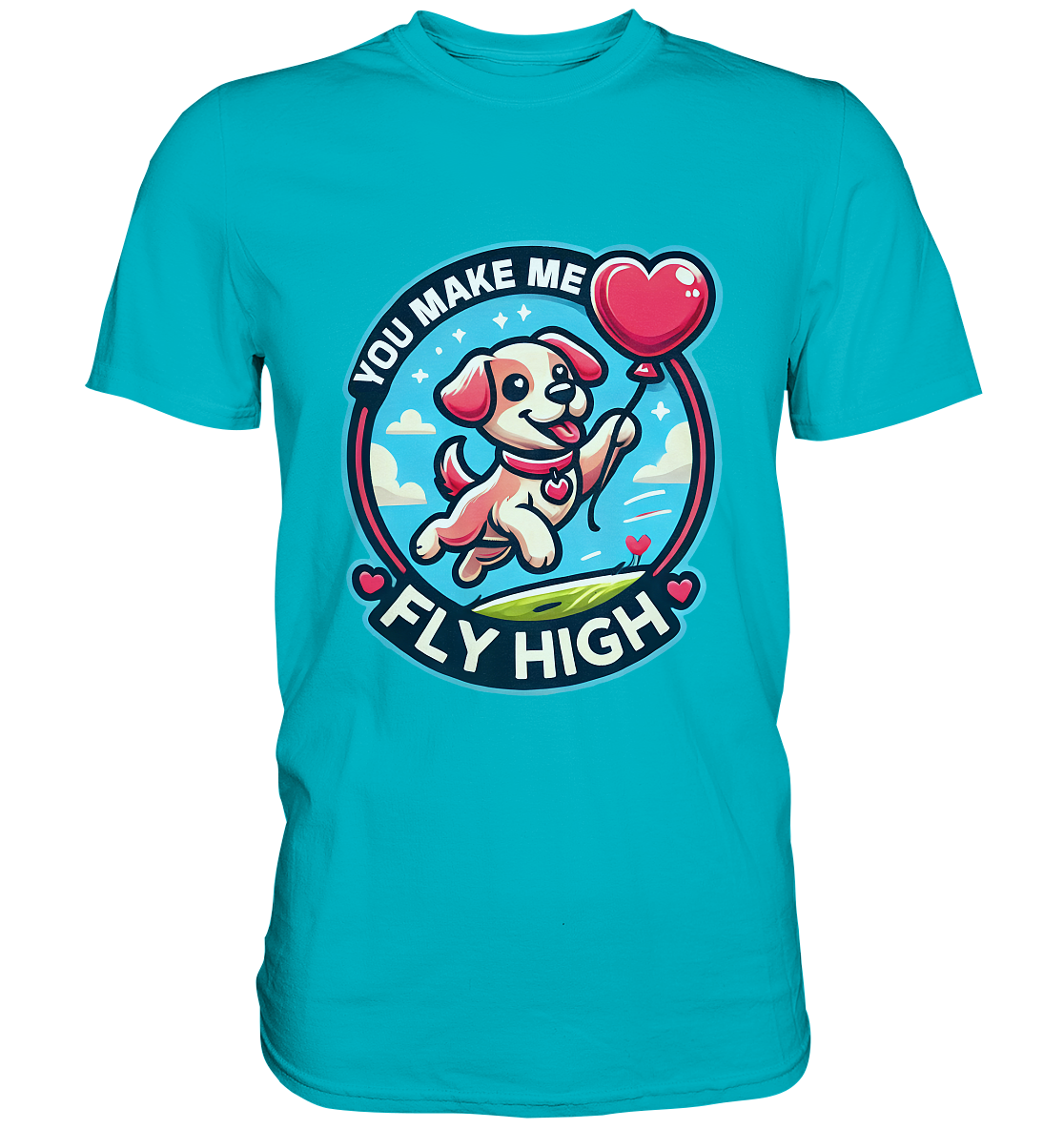 You Make Me Fly High - Verspielte Welpe mit Herzballon - Premium ShirtFaunaFeels OnlineshopFly High - Verspielte Welpe mit Herzballon - Premium Shirt