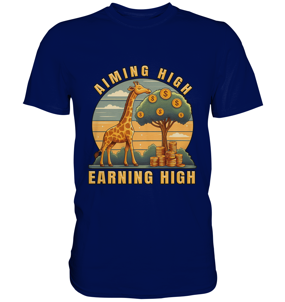 Aiming High Earning High – Giraffe und Geldbaum - Premium ShirtFaunaFeels OnlineshopAiming High Earning High – Giraffe und Geldbaum - Premium Shirt