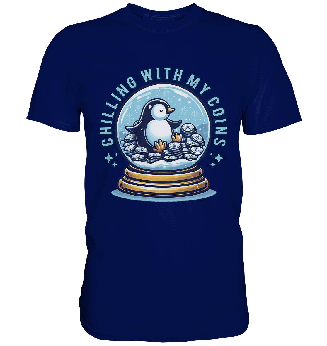Chilling with My Coins – Entspannter Pinguin - Premium ShirtFaunaFeels OnlineshopCoins – Entspannter Pinguin - Premium Shirt