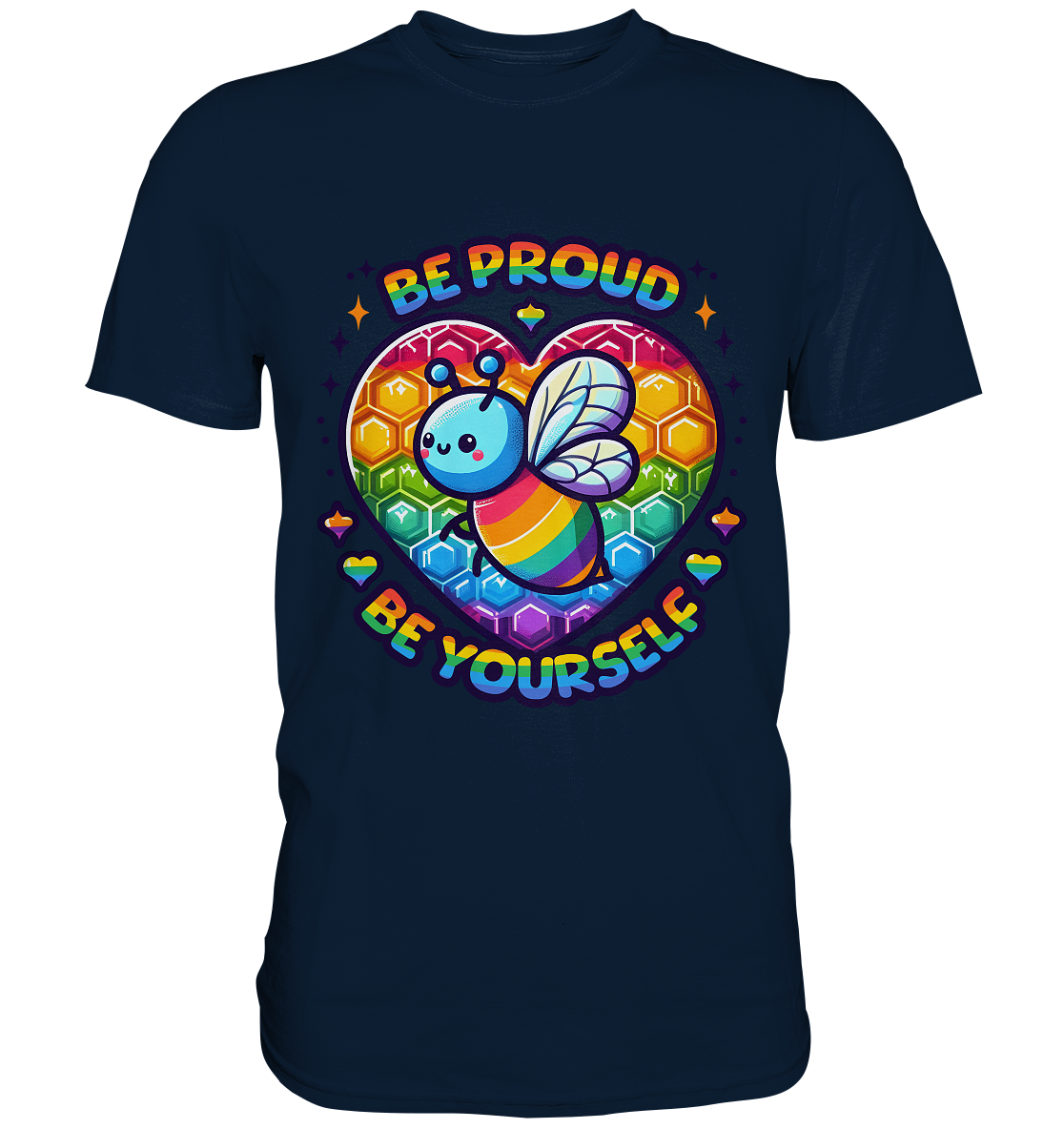 Be Proud, Be Yourself – Süße Regenbogen-Biene - Premium Shirt