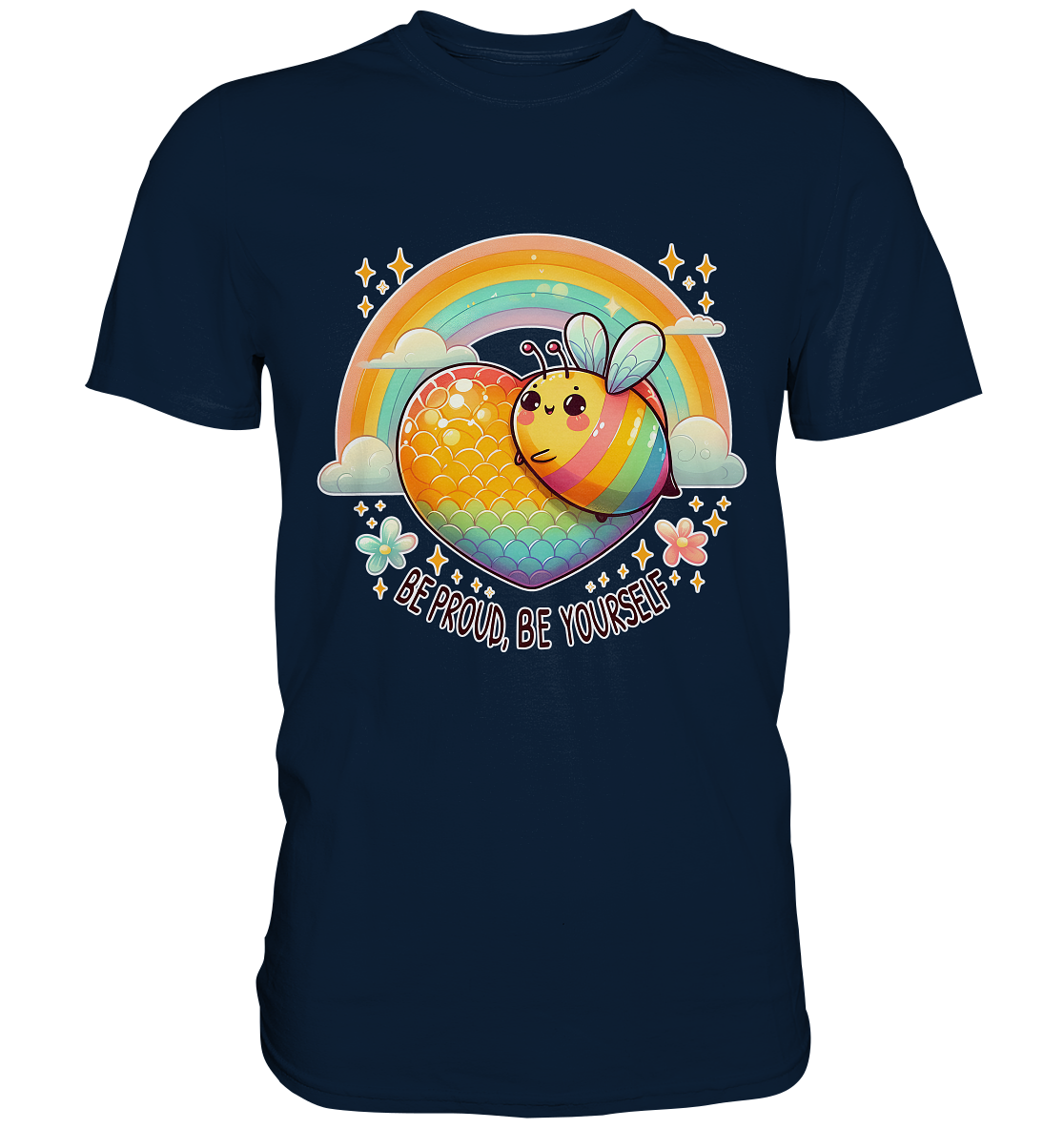 Fröhliche Regenbogen-Biene – Sei stolz, sei du selbst - Premium Shirt