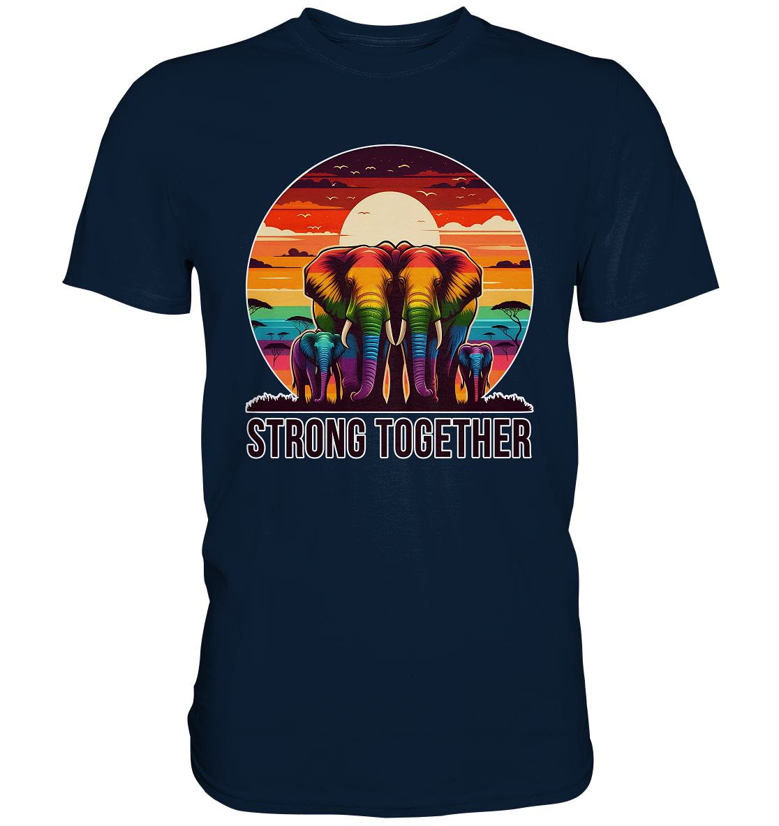 Strong Together – Kraftvolle Regenbogen-Elefanten - Premium Shirt