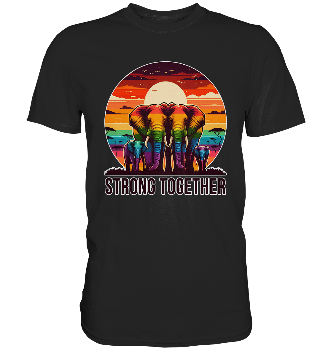 Strong Together – Kraftvolle Regenbogen-Elefanten - Premium Shirt