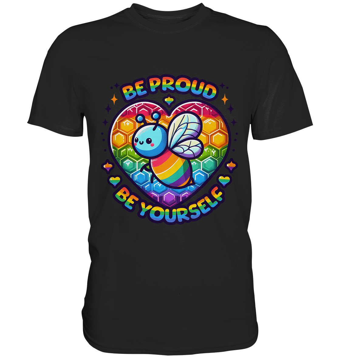 Be Proud, Be Yourself – Süße Regenbogen-Biene - Premium Shirt