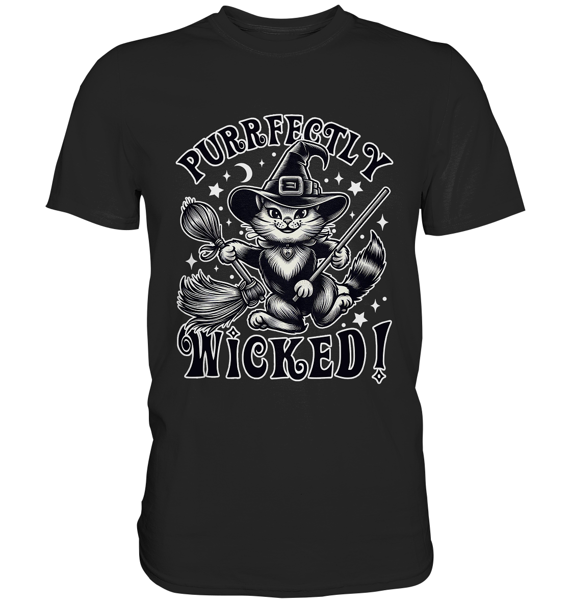 Purrfectly Wicked – Magischer Katzenzauber mit Schalk - Premium ShirtFaunaFeels Onlineshoppurrfectly wicked – magischer katzenzauber mit schalk - premium shirt