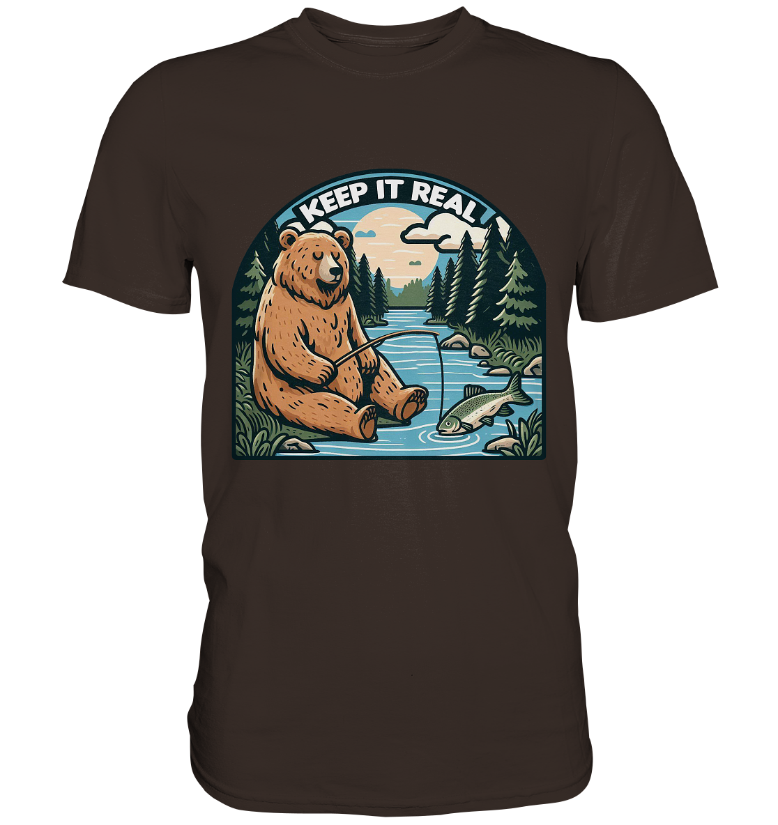 Keep it Real – Entspannter Bär beim Angeln - Premium ShirtFaunaFeels OnlineshopKeep it