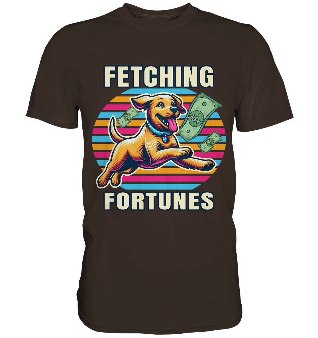 Fetching Fortunes – Fröhlicher Hund jagt Geld Kopie - Premium ShirtFaunaFeels OnlineshopFetching Fortunes – Fröhlicher Hund jagt Geld Kopie - Premium Shirt