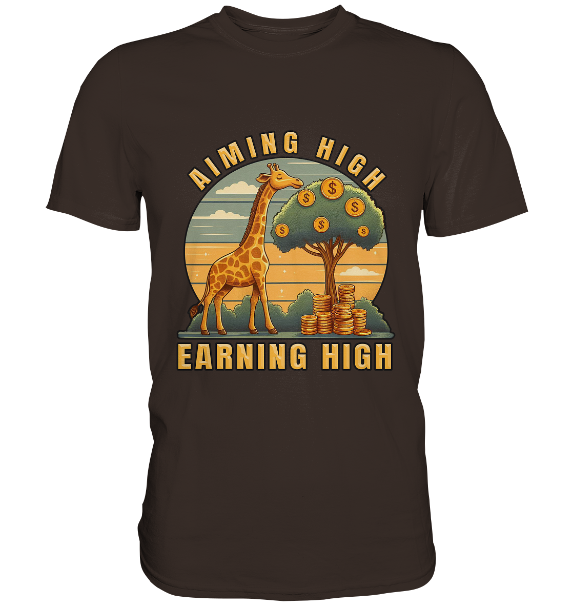 Aiming High Earning High – Giraffe und Geldbaum - Premium ShirtFaunaFeels OnlineshopAiming High Earning High – Giraffe und Geldbaum - Premium Shirt