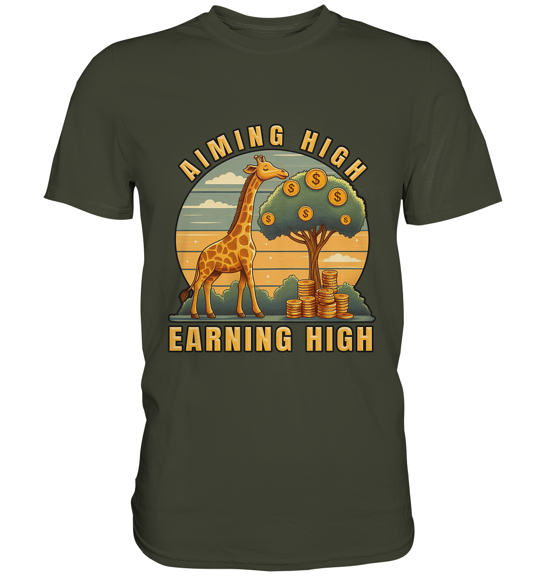 Aiming High Earning High – Giraffe und Geldbaum - Premium ShirtFaunaFeels OnlineshopAiming High Earning High – Giraffe und Geldbaum - Premium Shirt