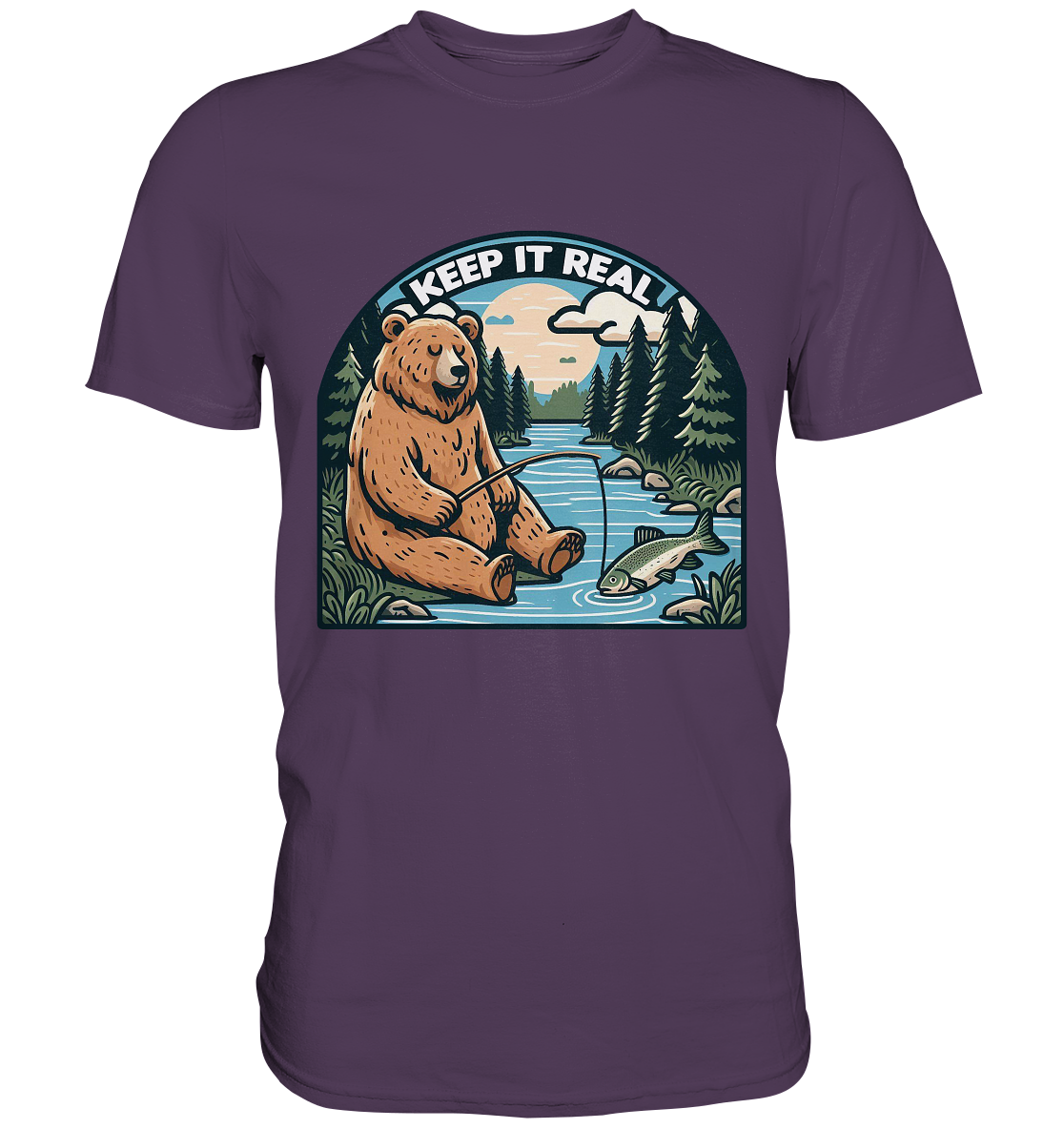 Keep it Real – Entspannter Bär beim Angeln - Premium ShirtFaunaFeels OnlineshopKeep it