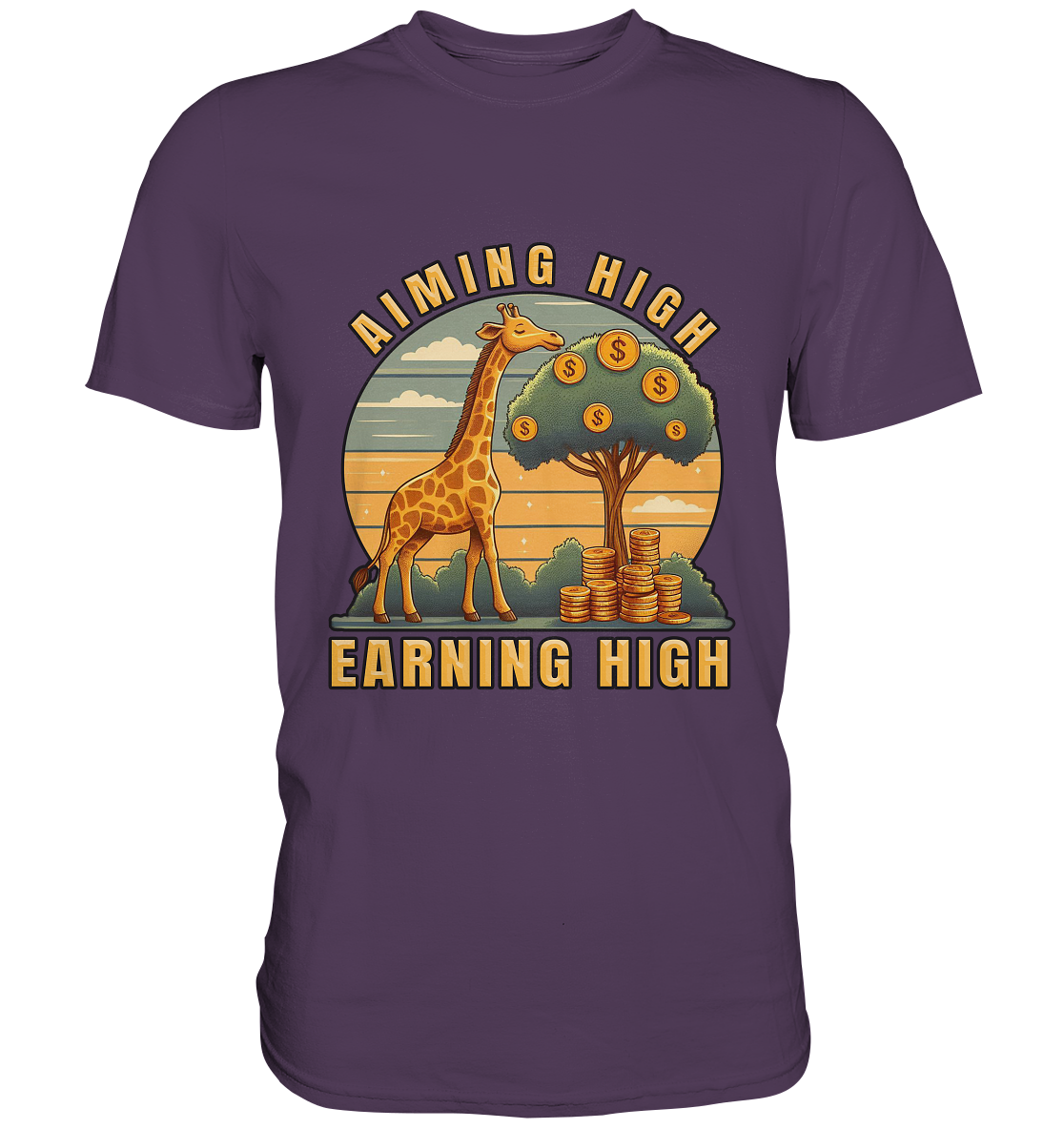 Aiming High Earning High – Giraffe und Geldbaum - Premium ShirtFaunaFeels OnlineshopAiming High Earning High – Giraffe und Geldbaum - Premium Shirt