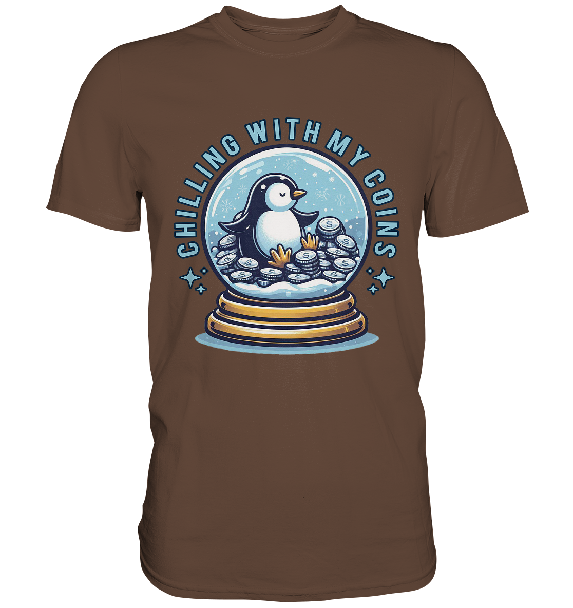 Chilling with My Coins – Entspannter Pinguin - Premium ShirtFaunaFeels OnlineshopCoins – Entspannter Pinguin - Premium Shirt