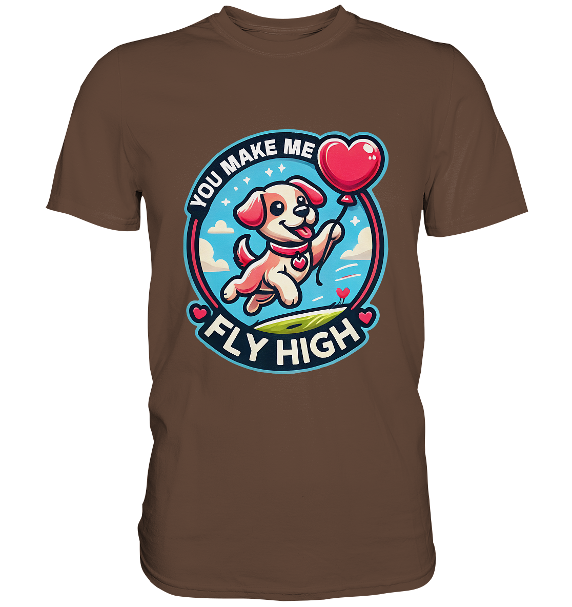 You Make Me Fly High - Verspielte Welpe mit Herzballon - Premium ShirtFaunaFeels OnlineshopFly High - Verspielte Welpe mit Herzballon - Premium Shirt