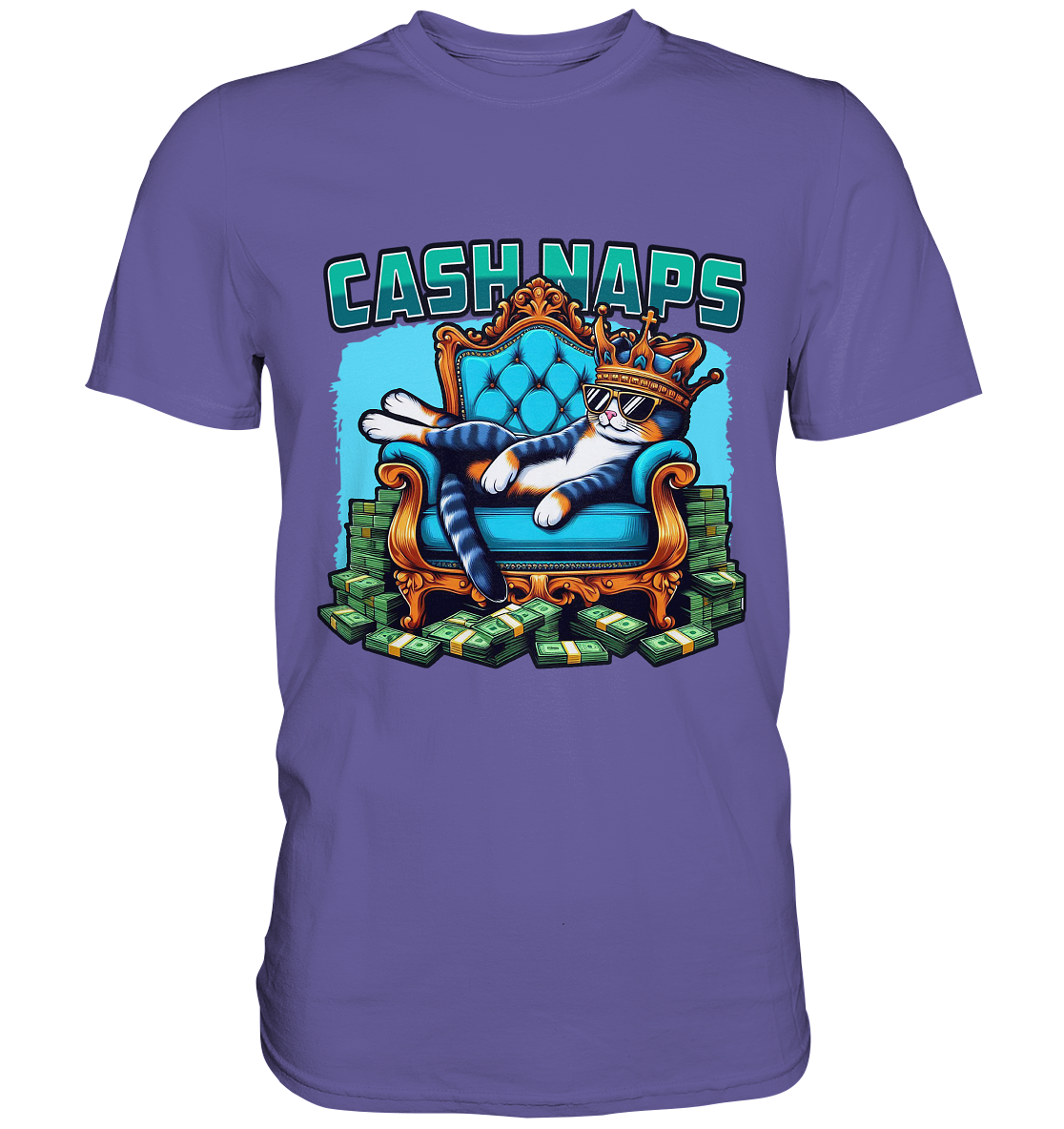 Cash Naps – Königliche Katze auf Geldthron - Premium ShirtFaunaFeels Onlineshopönigliche Katze auf Geldthron - Premium Shirt
