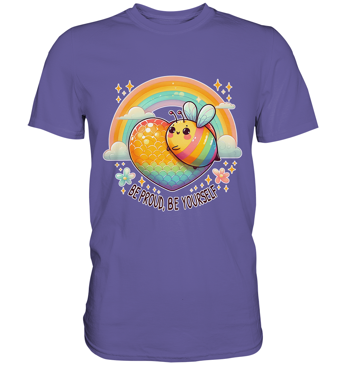 Fröhliche Regenbogen-Biene – Sei stolz, sei du selbst - Premium Shirt
