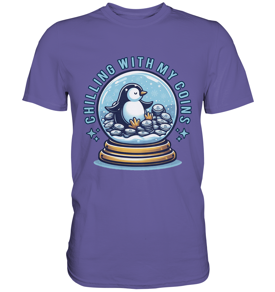 Chilling with My Coins – Entspannter Pinguin - Premium ShirtFaunaFeels OnlineshopCoins – Entspannter Pinguin - Premium Shirt
