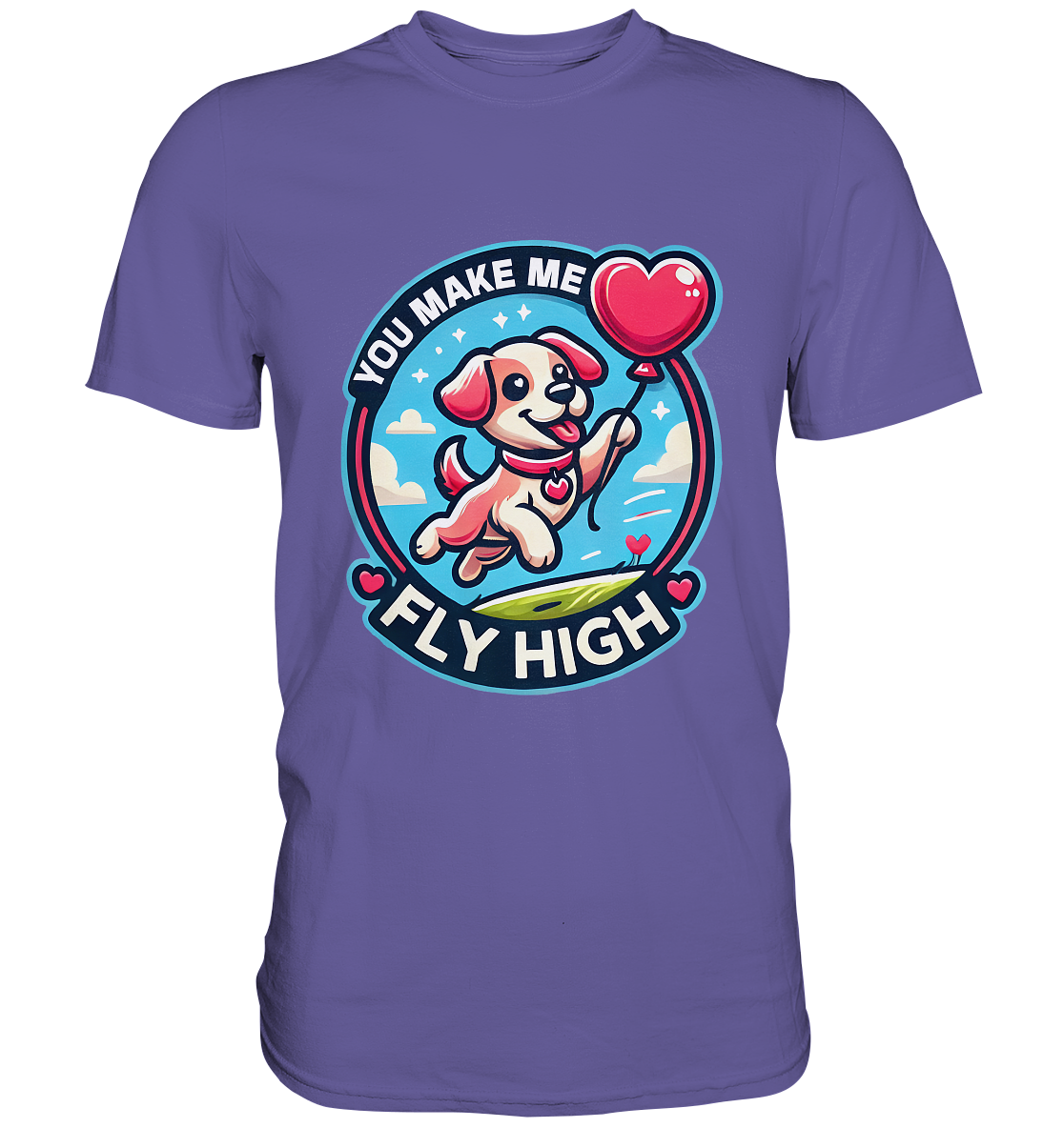You Make Me Fly High - Verspielte Welpe mit Herzballon - Premium ShirtFaunaFeels OnlineshopFly High - Verspielte Welpe mit Herzballon - Premium Shirt