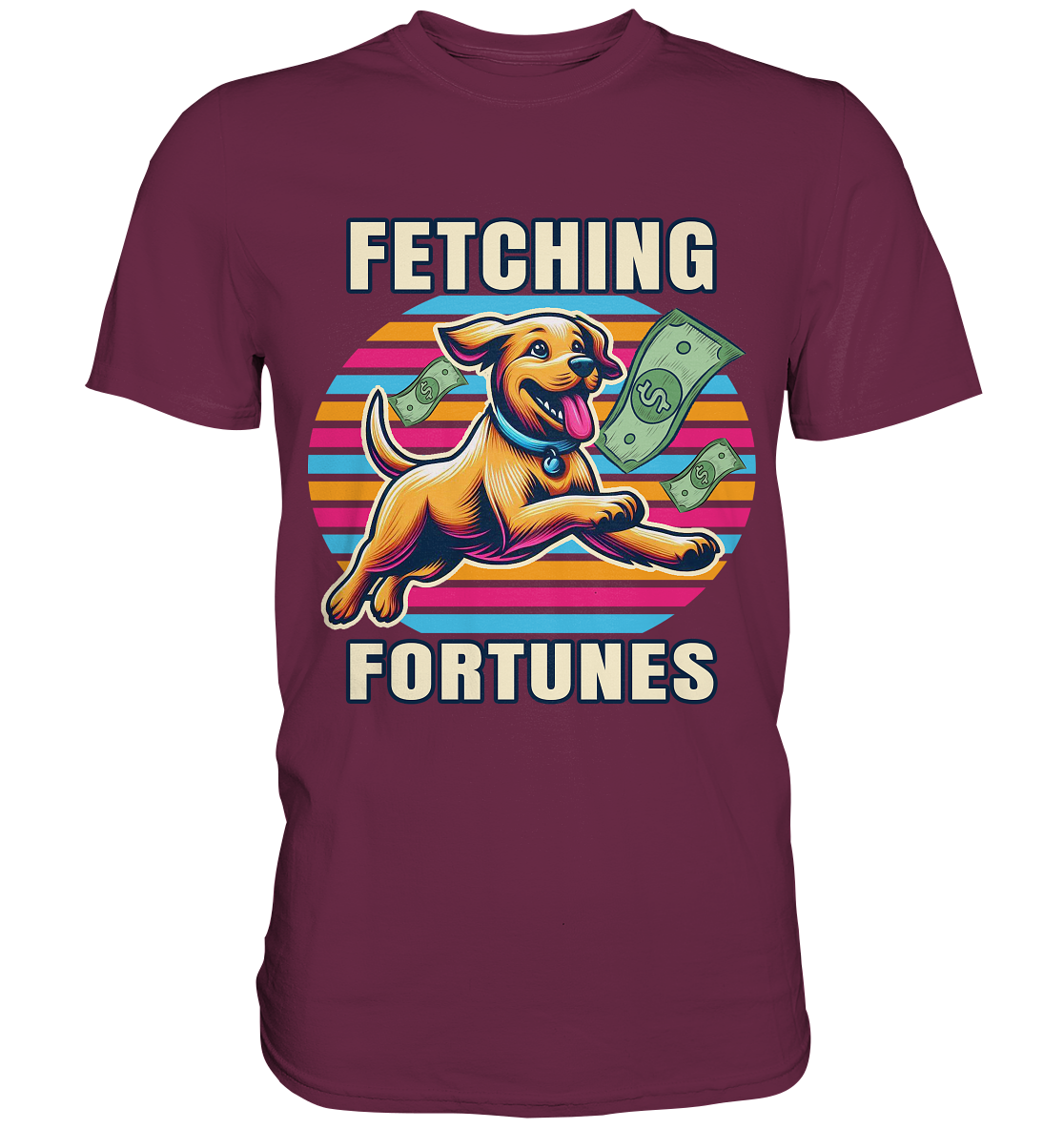 Fetching Fortunes – Fröhlicher Hund jagt Geld Kopie - Premium ShirtFaunaFeels OnlineshopFetching Fortunes – Fröhlicher Hund jagt Geld Kopie - Premium Shirt