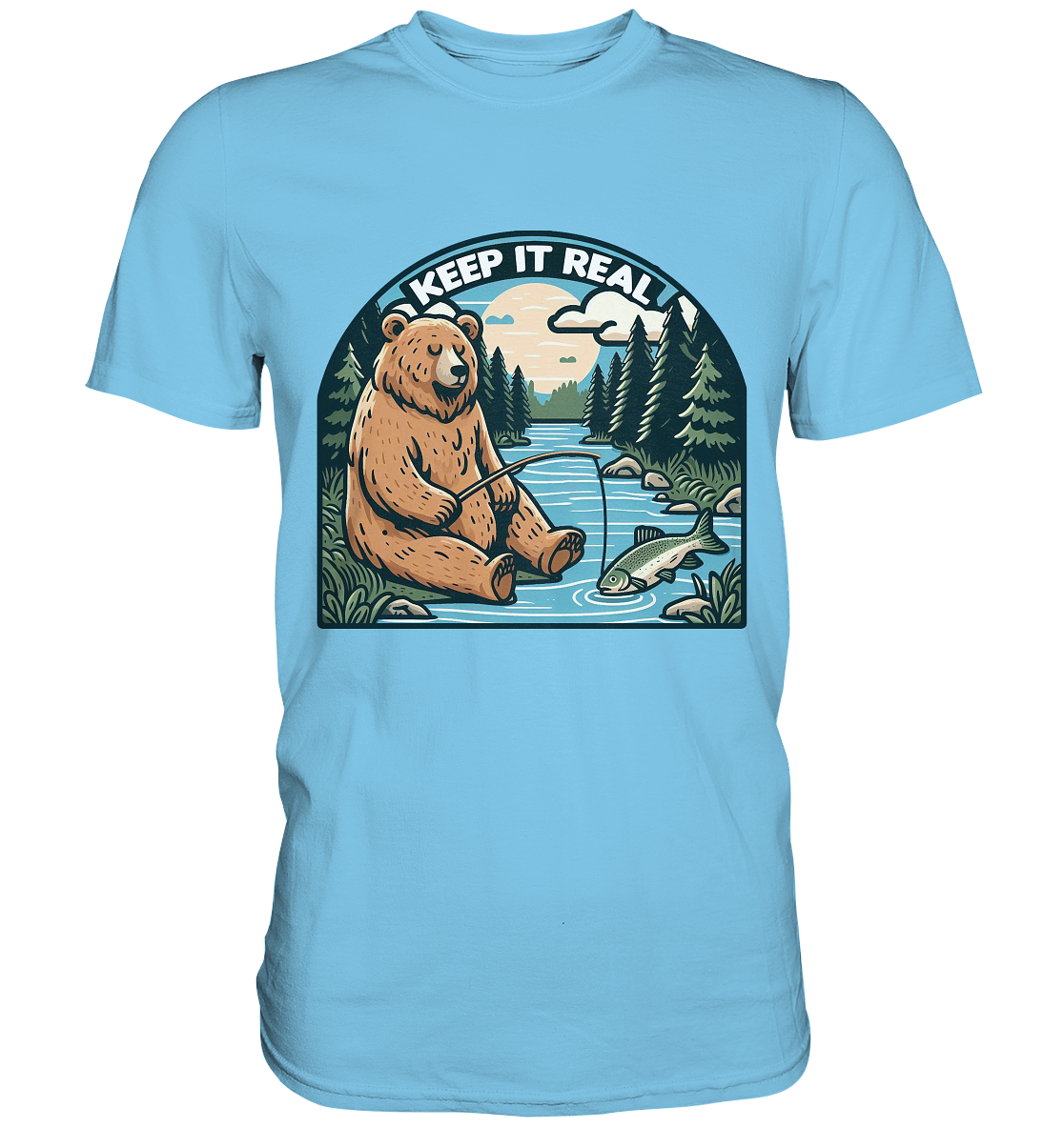 Keep it Real – Entspannter Bär beim Angeln - Premium ShirtFaunaFeels OnlineshopKeep it