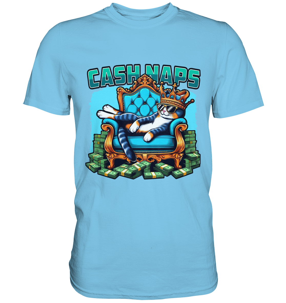 Cash Naps – Königliche Katze auf Geldthron - Premium ShirtFaunaFeels Onlineshopönigliche Katze auf Geldthron - Premium Shirt