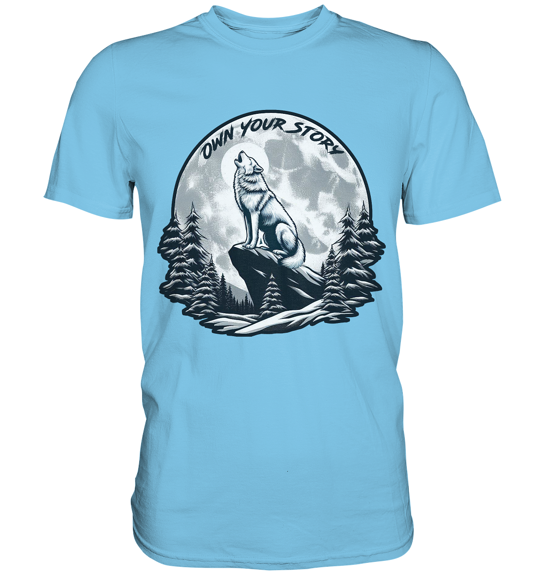 Own Your Story – Heulender Wolf bei Vollmond - Premium ShirtFaunaFeels Onlineshopstory – heulender wolf bei vollmond - premium shirt