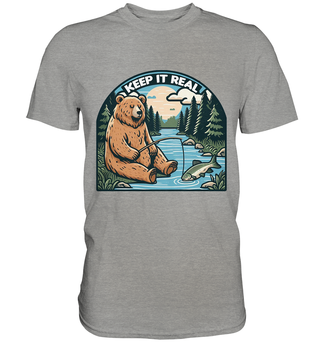 Keep it Real – Entspannter Bär beim Angeln - Premium ShirtFaunaFeels OnlineshopKeep it