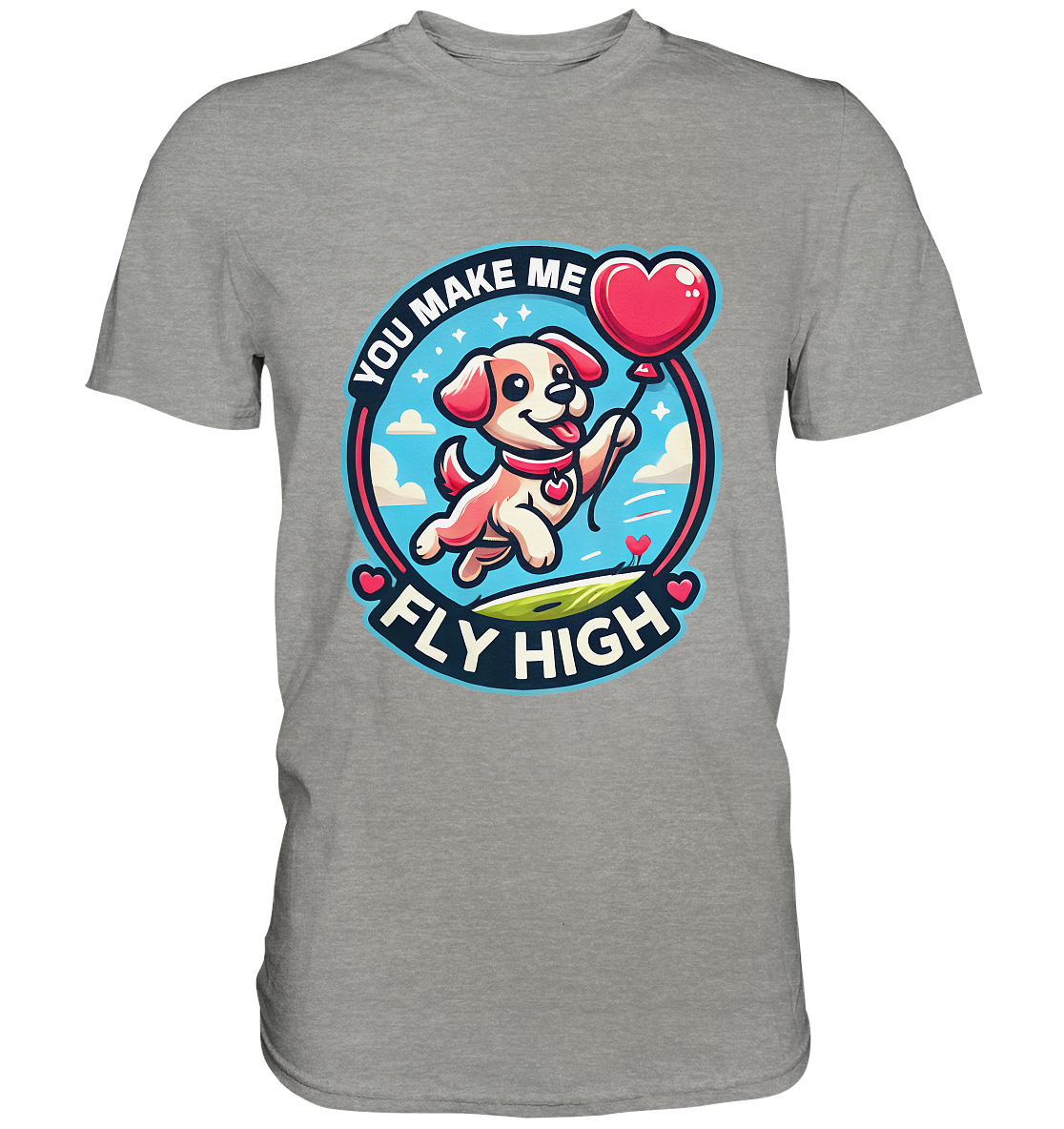 You Make Me Fly High - Verspielte Welpe mit Herzballon - Premium ShirtFaunaFeels OnlineshopFly High - Verspielte Welpe mit Herzballon - Premium Shirt