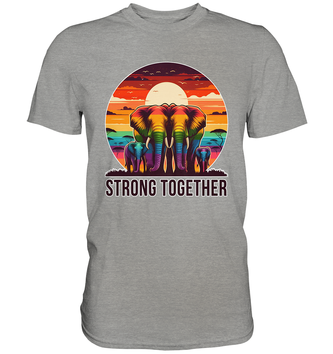 Strong Together – Kraftvolle Regenbogen-Elefanten - Premium Shirt