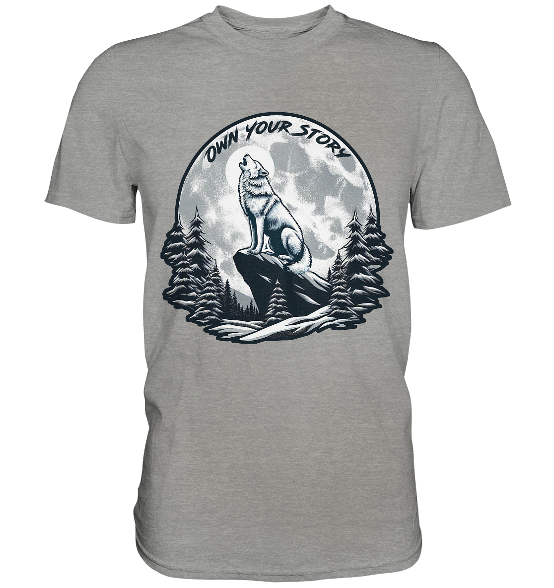 Own Your Story – Heulender Wolf bei Vollmond - Premium ShirtFaunaFeels Onlineshopstory – heulender wolf bei vollmond - premium shirt