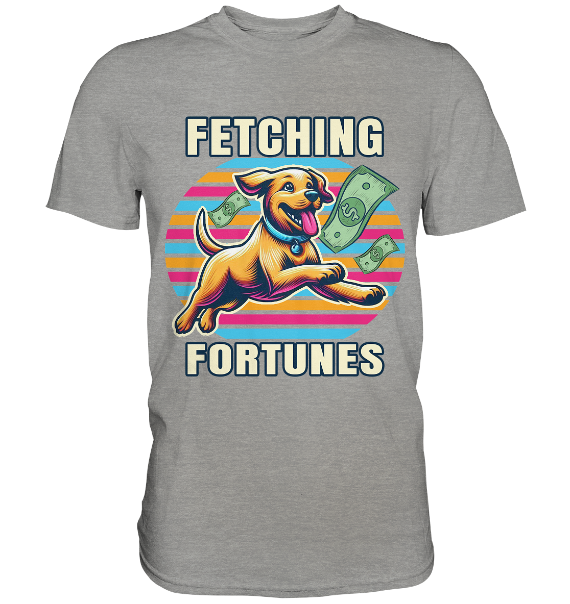 Fetching Fortunes – Fröhlicher Hund jagt Geld Kopie - Premium ShirtFaunaFeels OnlineshopFetching Fortunes – Fröhlicher Hund jagt Geld Kopie - Premium Shirt