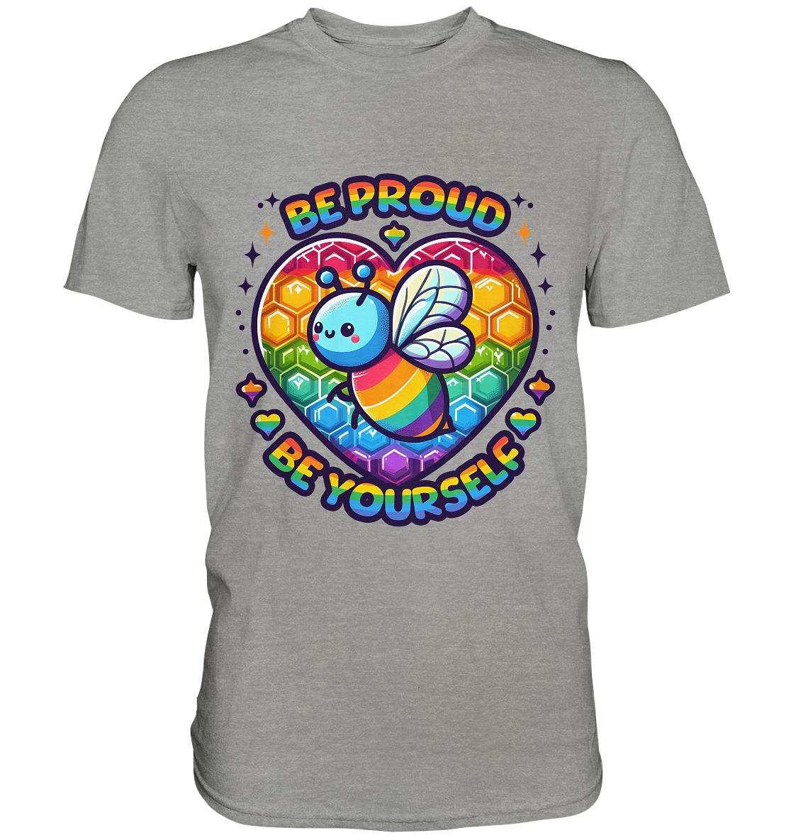 Be Proud, Be Yourself – Süße Regenbogen-Biene - Premium Shirt