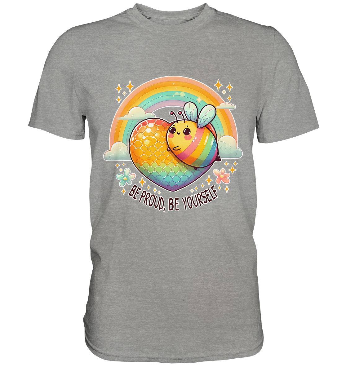 Fröhliche Regenbogen-Biene – Sei stolz, sei du selbst - Premium Shirt