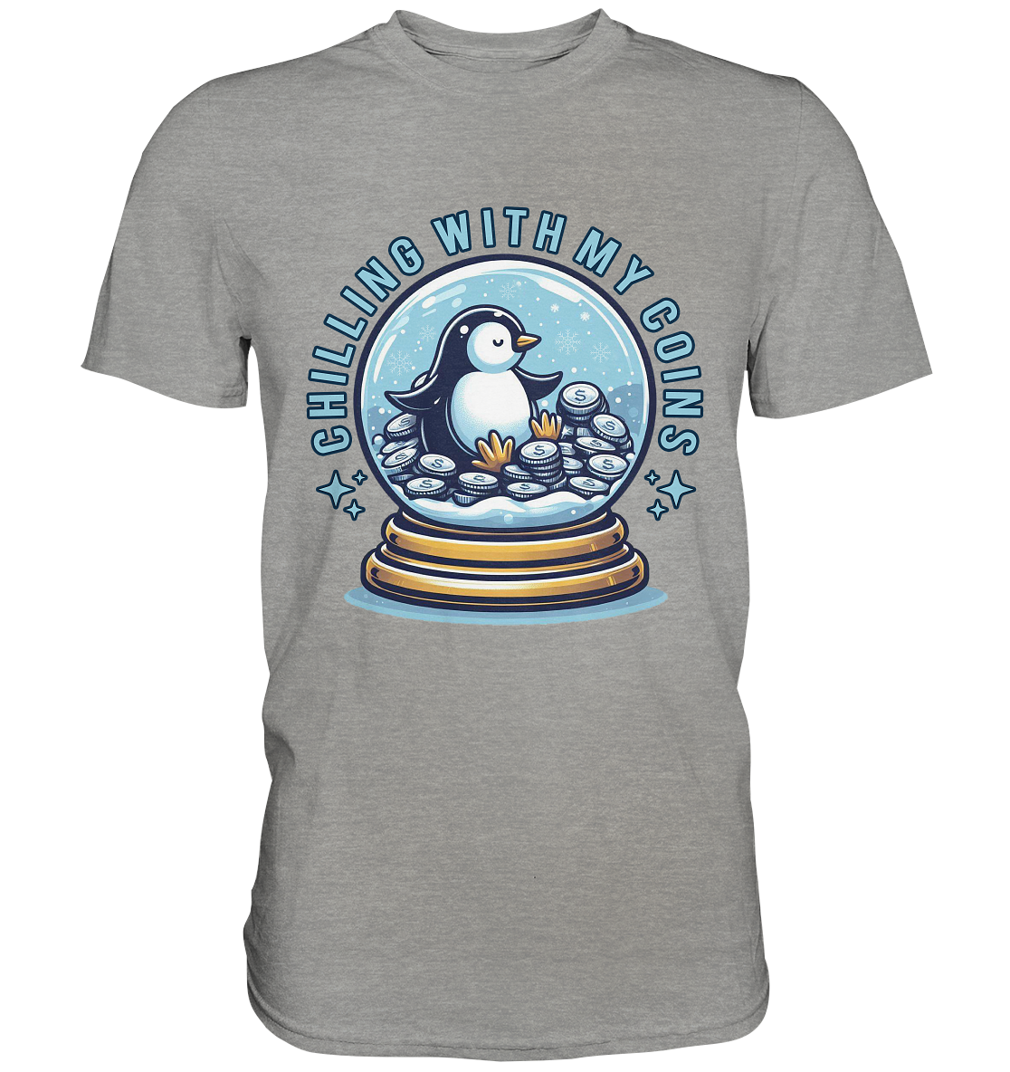 Chilling with My Coins – Entspannter Pinguin - Premium ShirtFaunaFeels OnlineshopCoins – Entspannter Pinguin - Premium Shirt