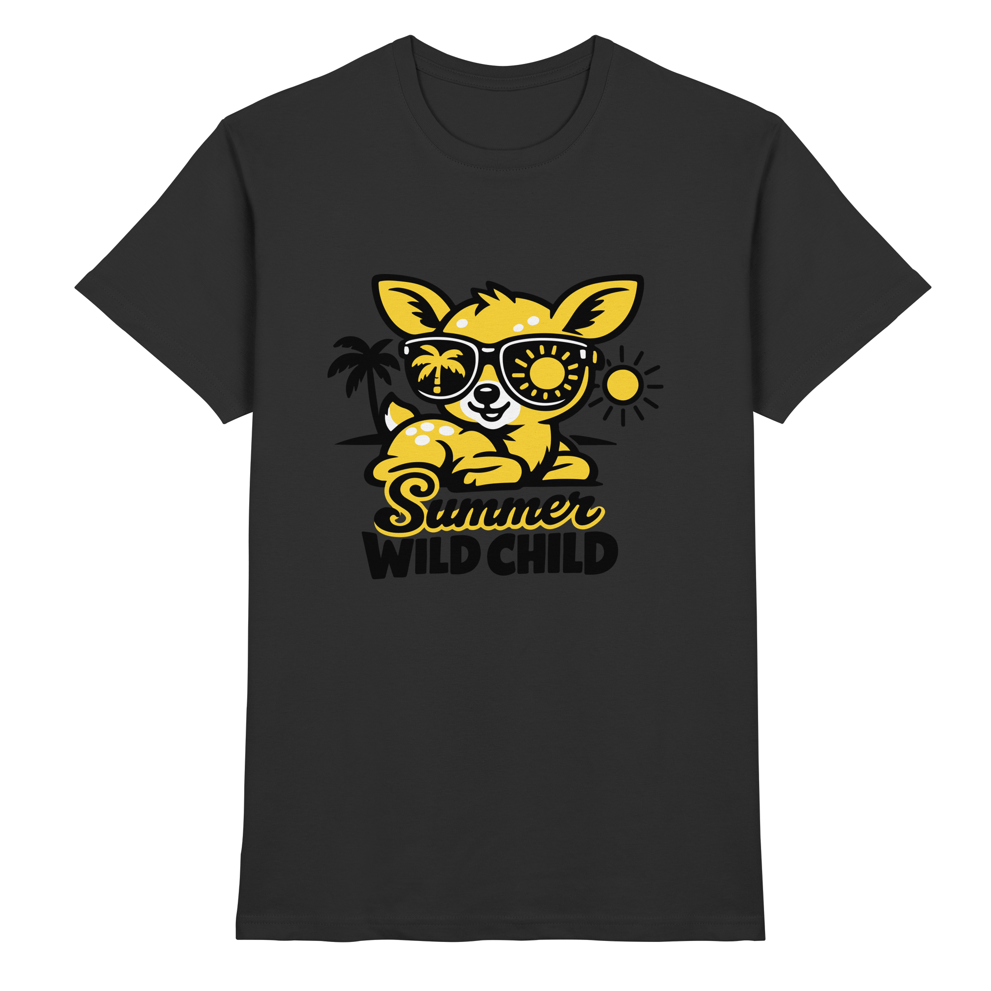 Sommer Wild Child Reh – Bambi mit Sonnenbrille Strandmotiv - Premium Shirt