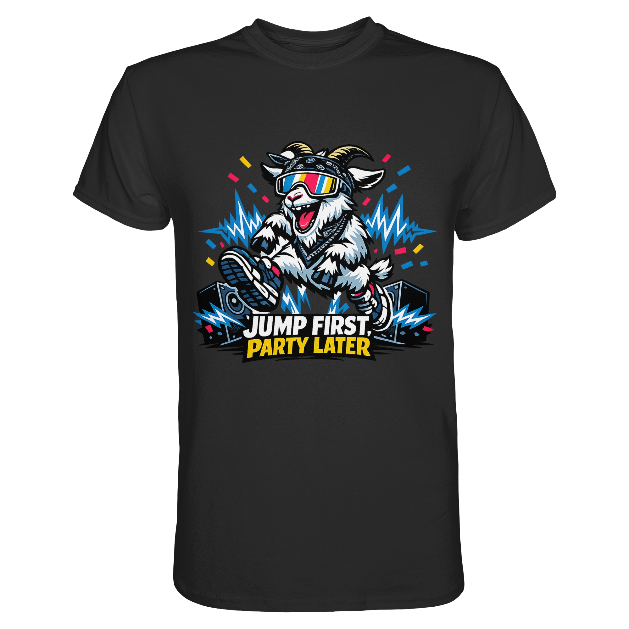 Jump First Party Later Ziege – Festival Goat - Premium Shirt