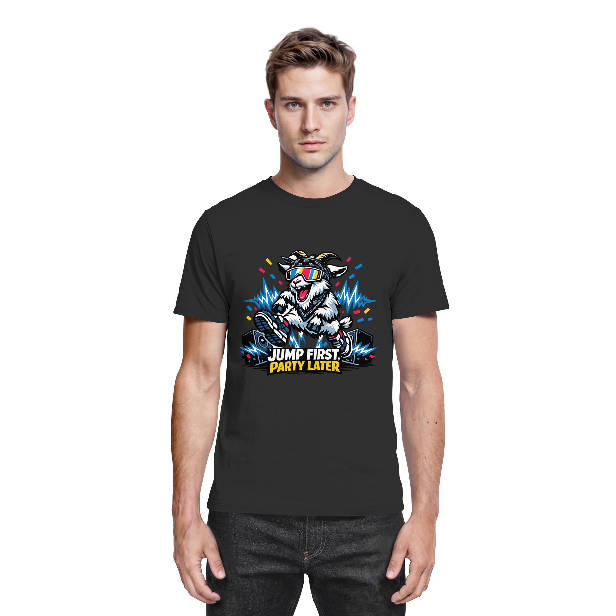 Jump First Party Later Ziege – Festival Goat - Premium Shirt
